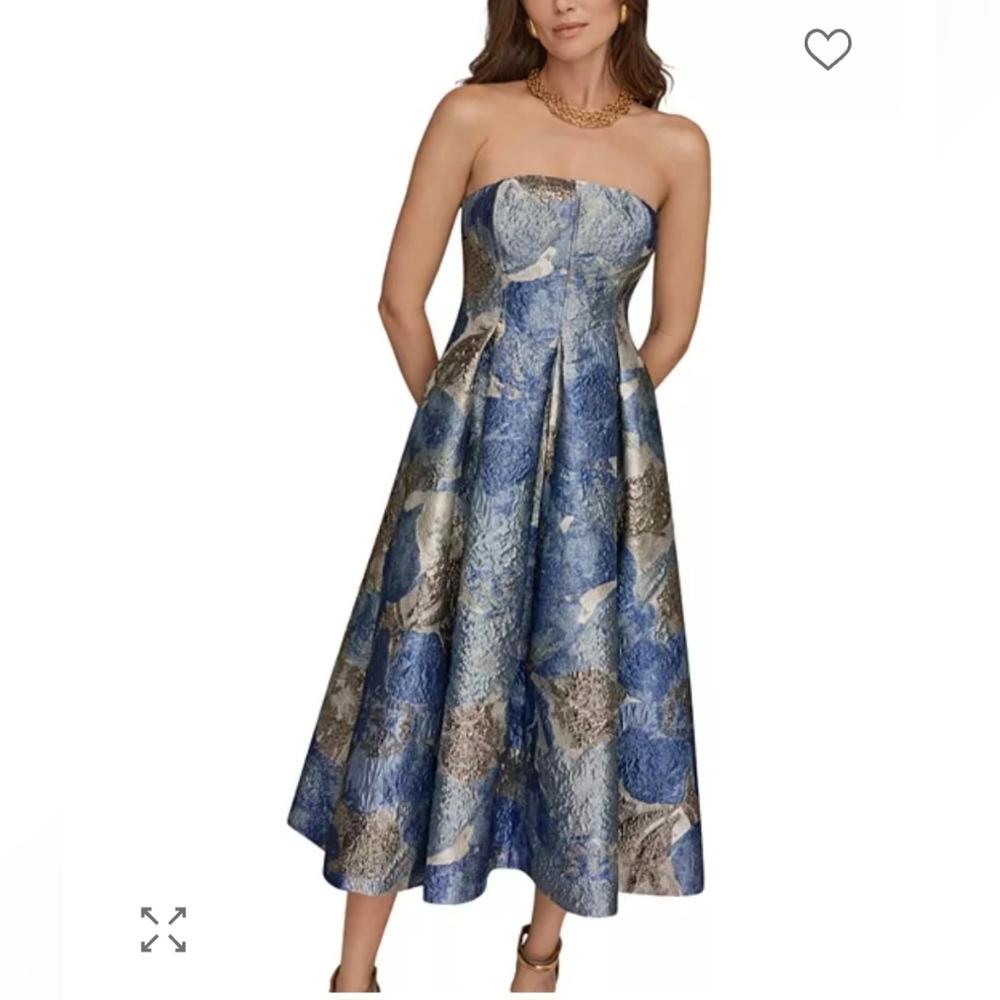 Donna Karan Strapless Jaquard Midi Dress 2 $379 - Picture 7 of 13